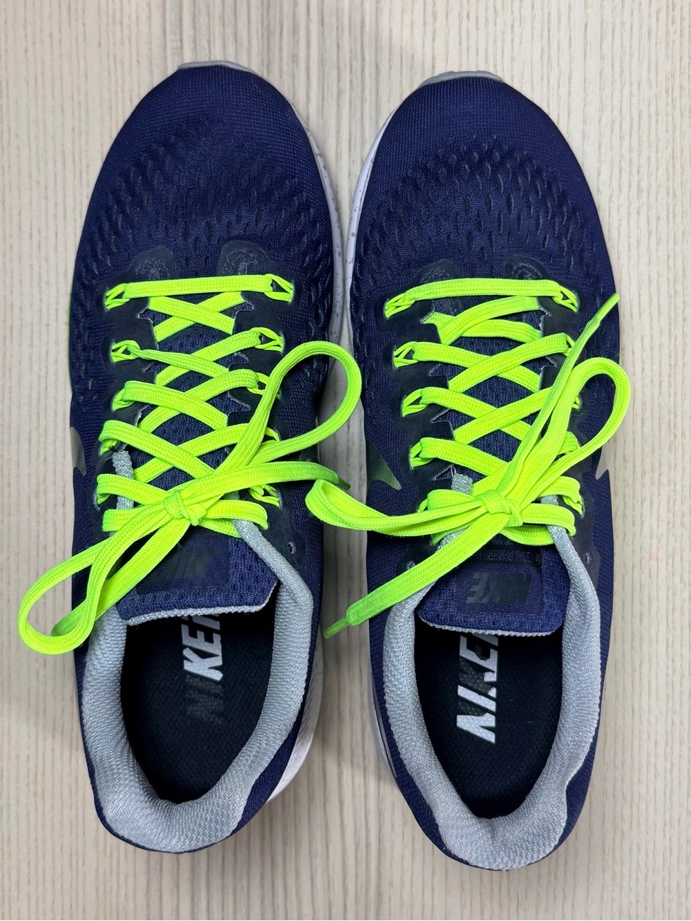 Nike Air Zoom Pegasus 33 ID Custom Blue Neon Volt Sz 9 Running Shoes - Picture 3 of 7